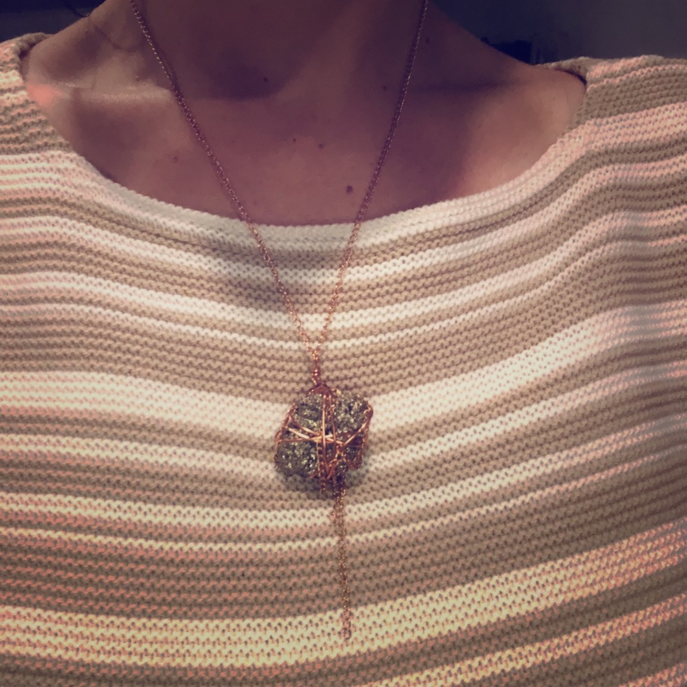 Rose Gold Wrapped Fools Gold Necklace